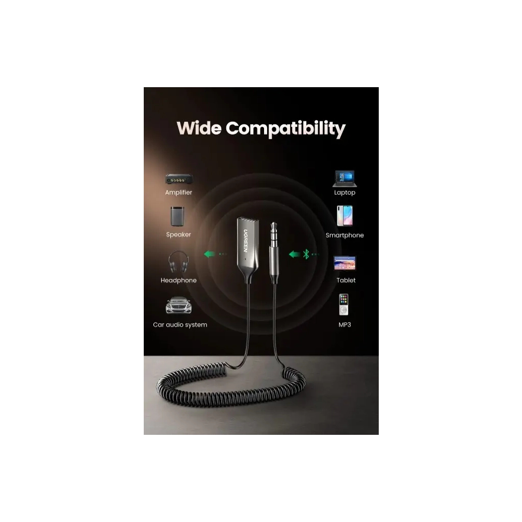 FM модулятор Ugreen Bluetooth 5.0 Aux with mic CM309 UGREEN Black (70601) - изображение 10