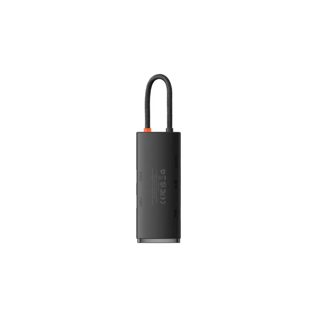 Концентратор Baseus USB-C 6-in-1 HDMI + 2xUSB 3.0 + PD + SD/TF black (WKQX050101) - зображення 2
