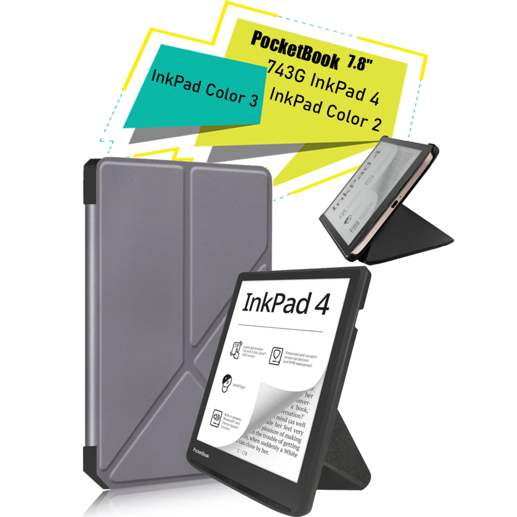Чохол до електронної книги BeCover Ultra Slim Origami PocketBook 743G InkPad 4/InkPad Color 2/InkPad Color 3 (7.8") Gray (713087) - зображення 1