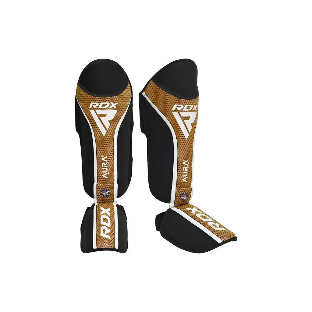 Захист гомілки і стопи RDX Shin Instep Aura Plus T-17 Black Golden M (SGR-T17BGL-M+) - зображення 1