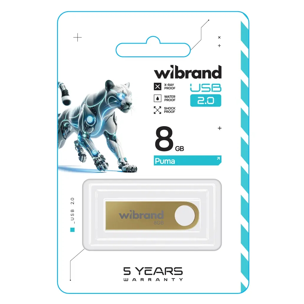 USB флеш накопичувач Wibrand 8GB Puma Gold USB 2.0 (WI2.0/PU8U1G) - зображення 2