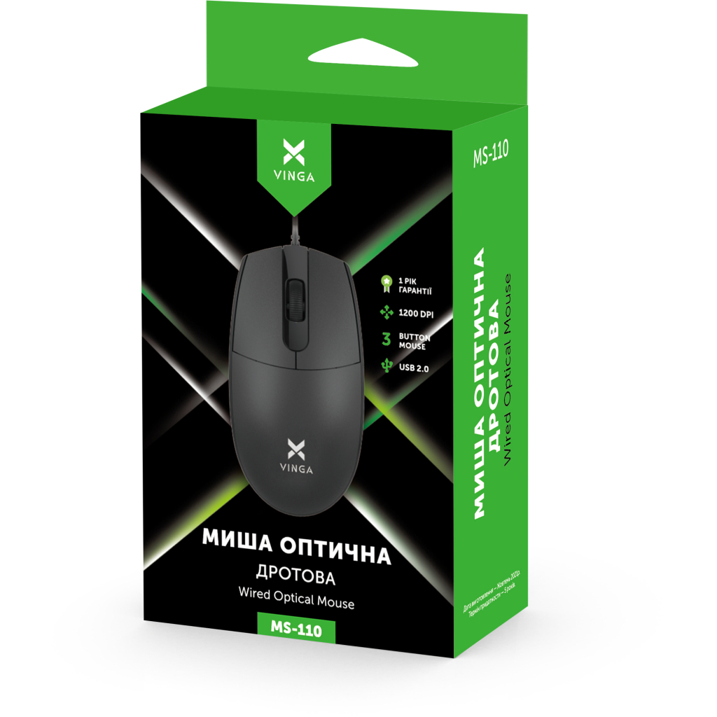 Мишка Vinga MS-110 Black - зображення 6