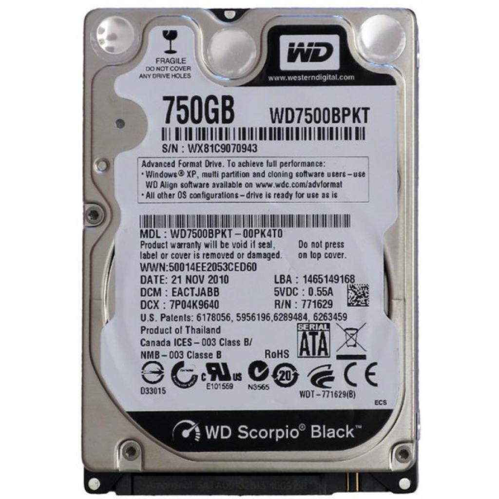 Жорсткий диск для ноутбука 2.5" 750GB WD (# WD7500BPKT-FR #) - зображення 1