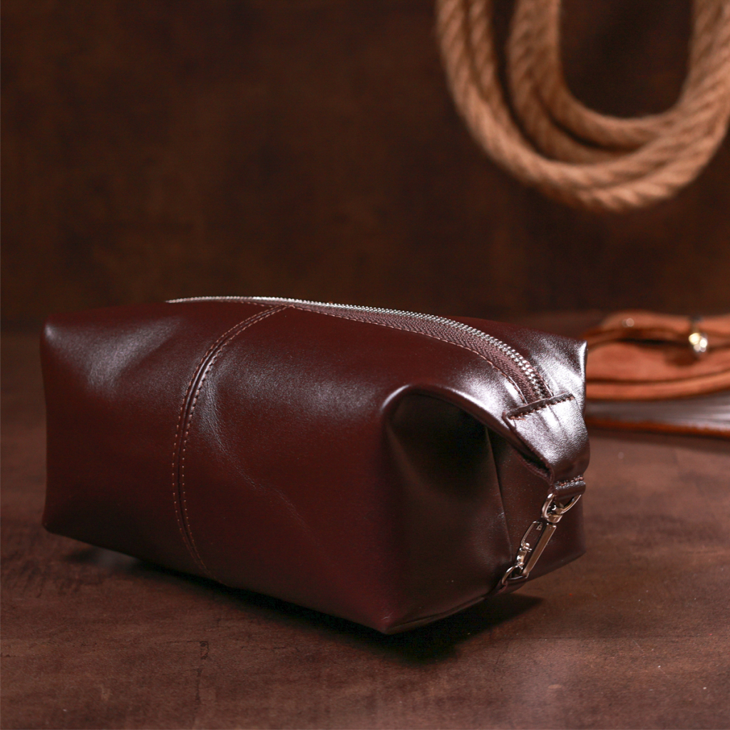 Косметичка Shvigel Шкіряна глянсова Коричнева (16407) - зображення 8