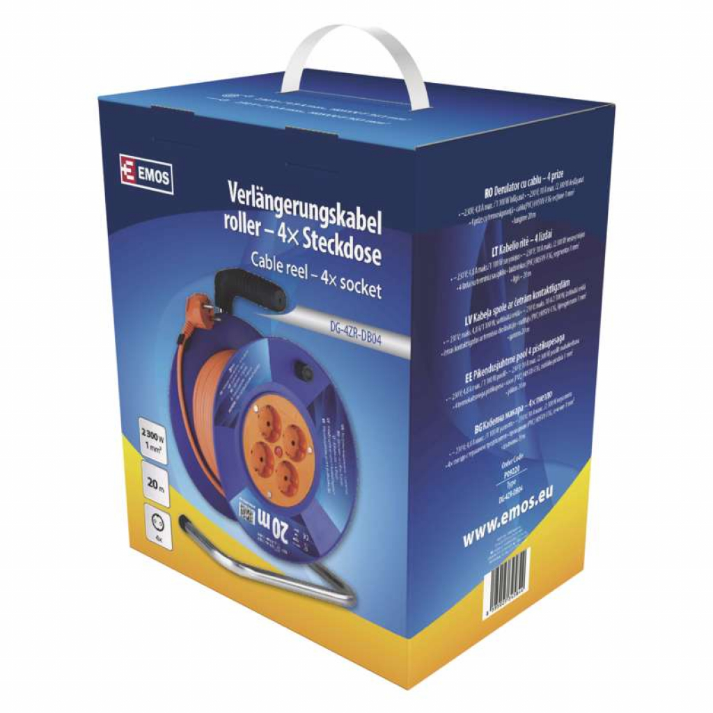 Мережевий подовжувач EMOS катушка 4 роз., 20 м (P09220) - зображення 6
