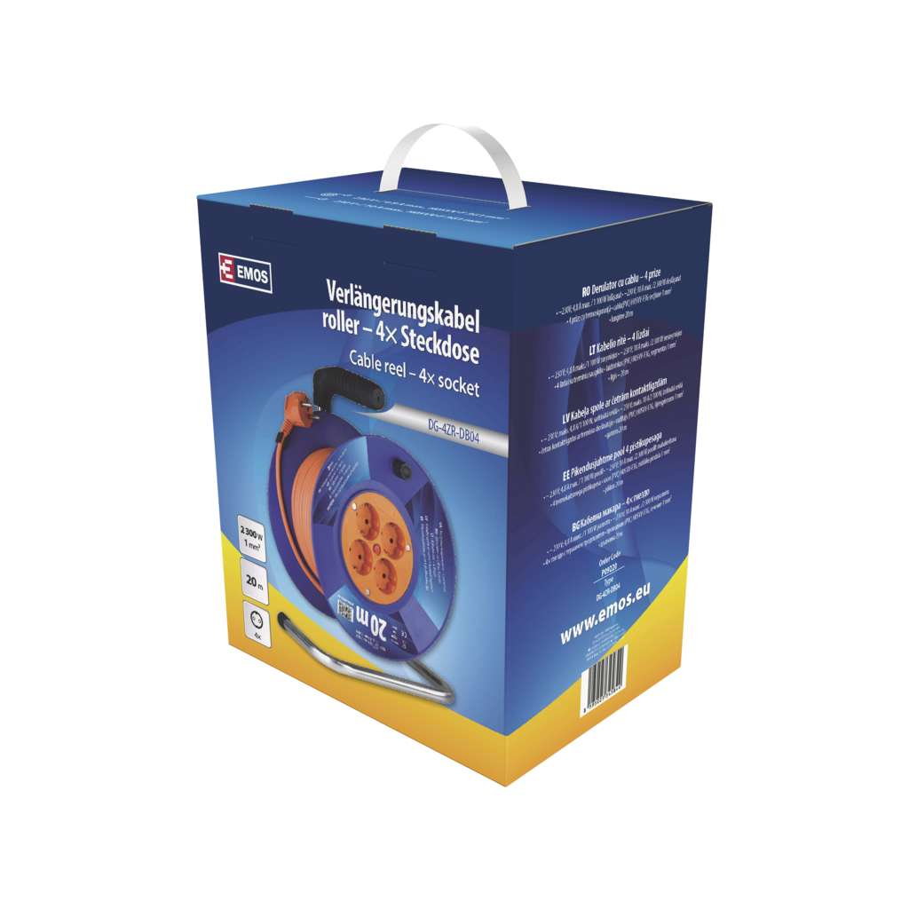 Мережевий подовжувач EMOS катушка 4 роз., 20 м (P09220) - зображення 6