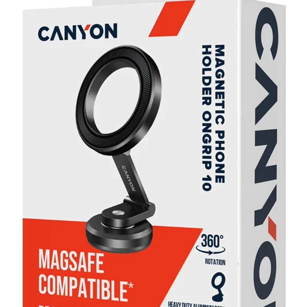Універсальний автотримач Canyon Magnetic phone holder OnGrip 10 aluminum Black (CNS-CCHM10) - зображення 7