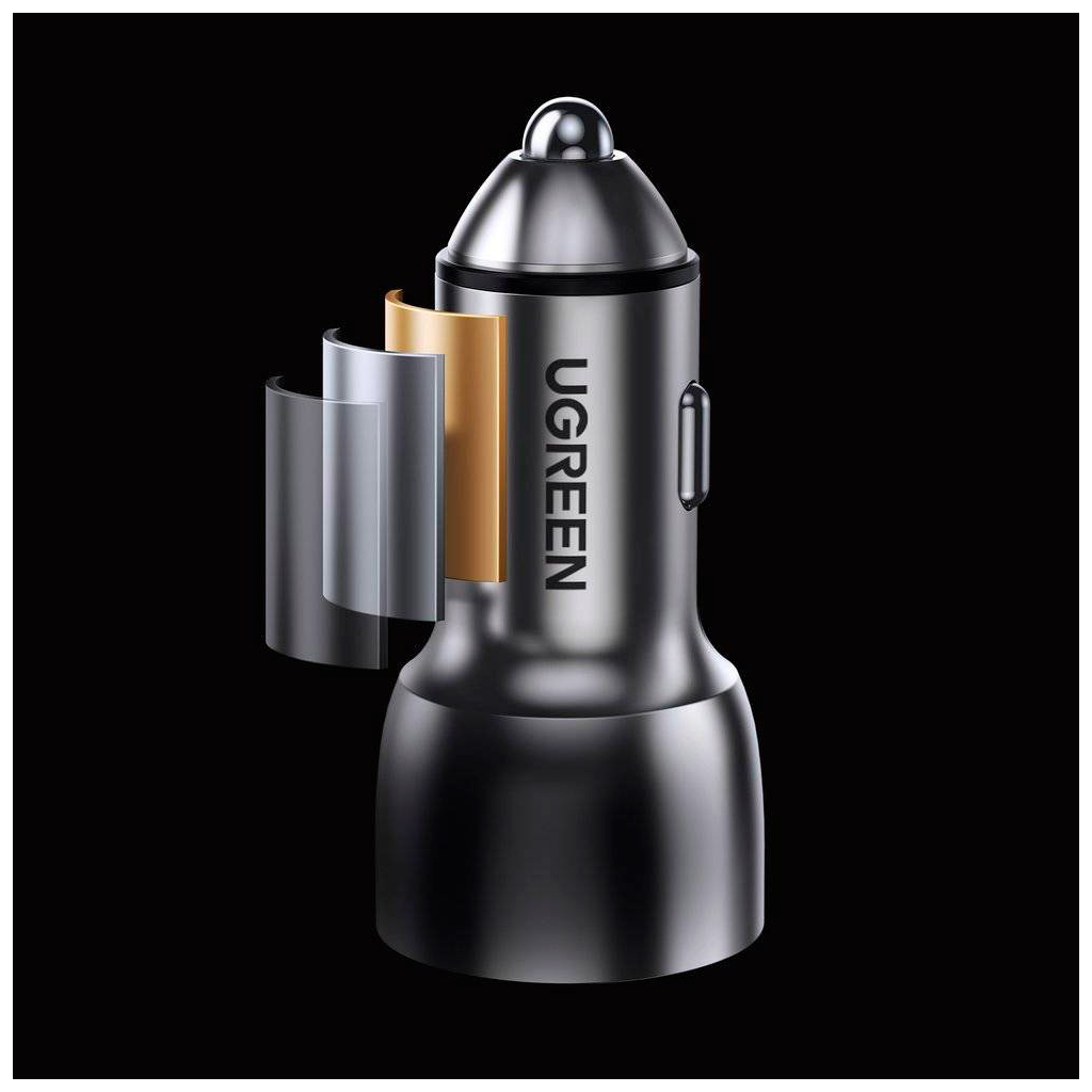 Зарядний пристрій Ugreen QC 3.0+QC 3.0 Dual USB-A 36W Fast Car Charger Space Grey (CD213) (60980) - зображення 3