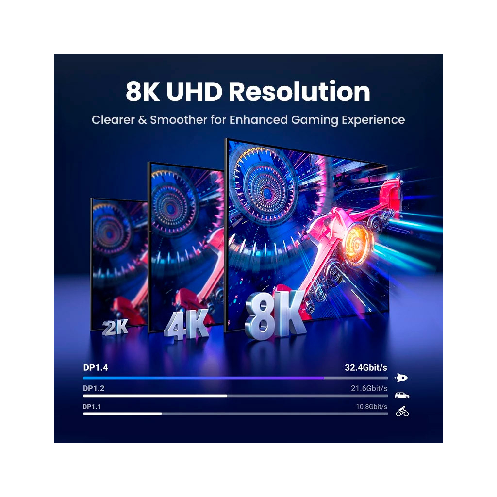 Кабель мультимедійний DisplayPort M to DisplayPort M 1.0m V1.4 8K60Hz DP120 black Ugreen (25903) - picture 3