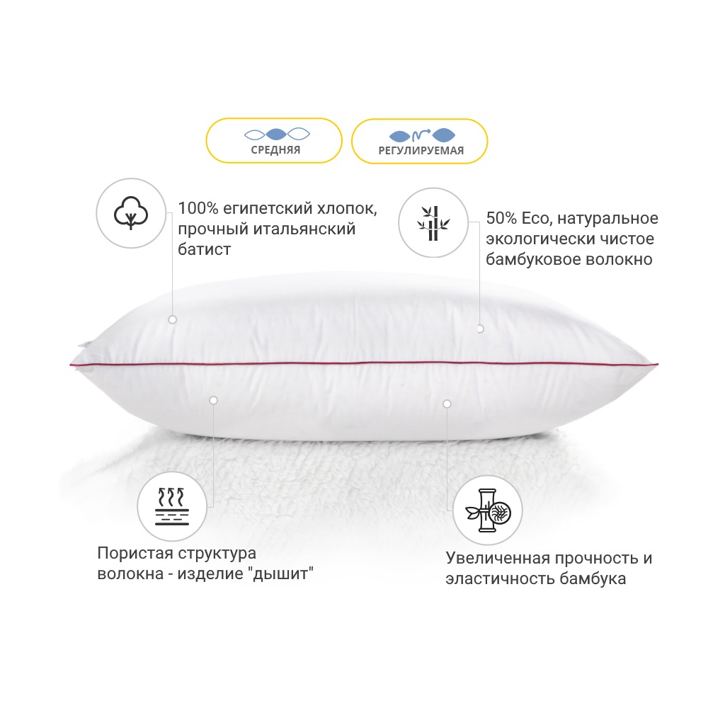 Подушка MirSon антиаллергенна DeLuxe Eco-Soft Hand Made №473 середня 40х60 (2200000624628) - зображення 2