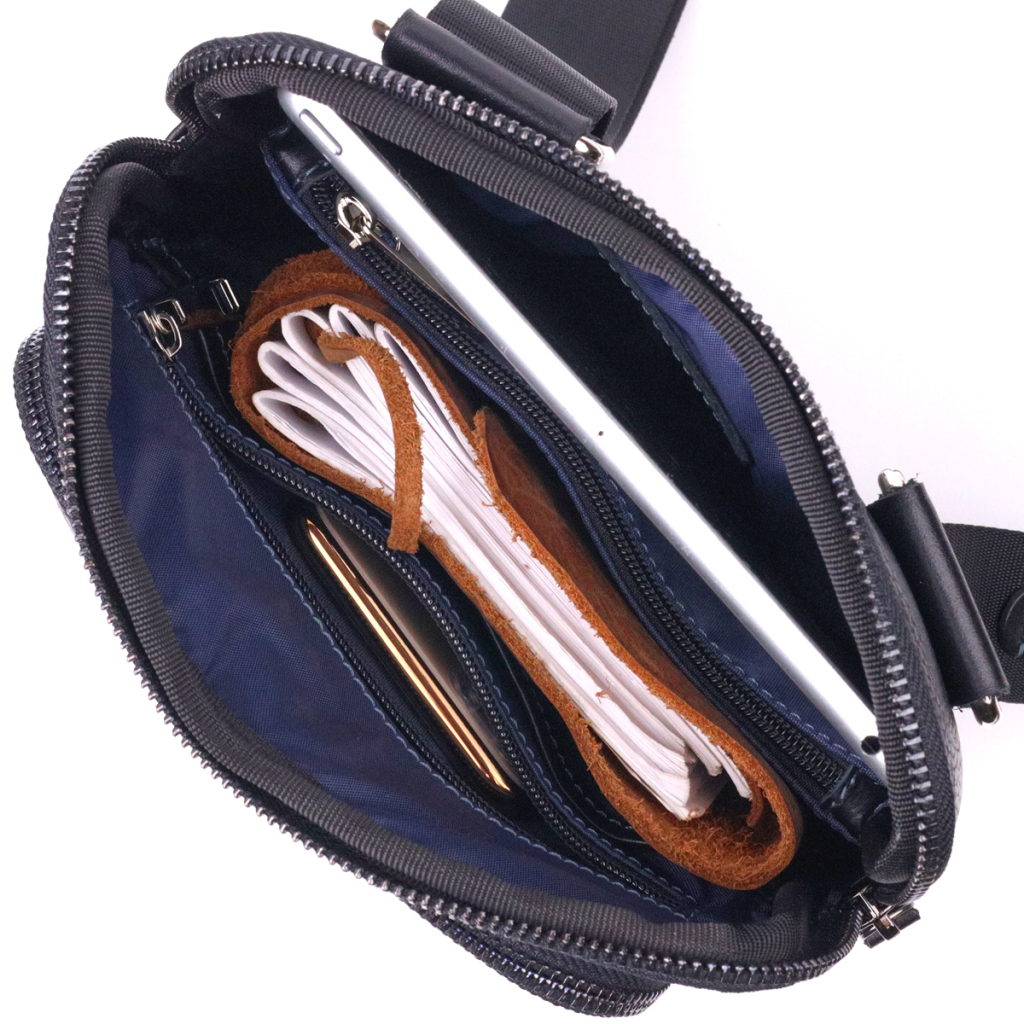 Сумка Shvigel З комбінованої натуральної шкіри Чорна (18720) - зображення 7