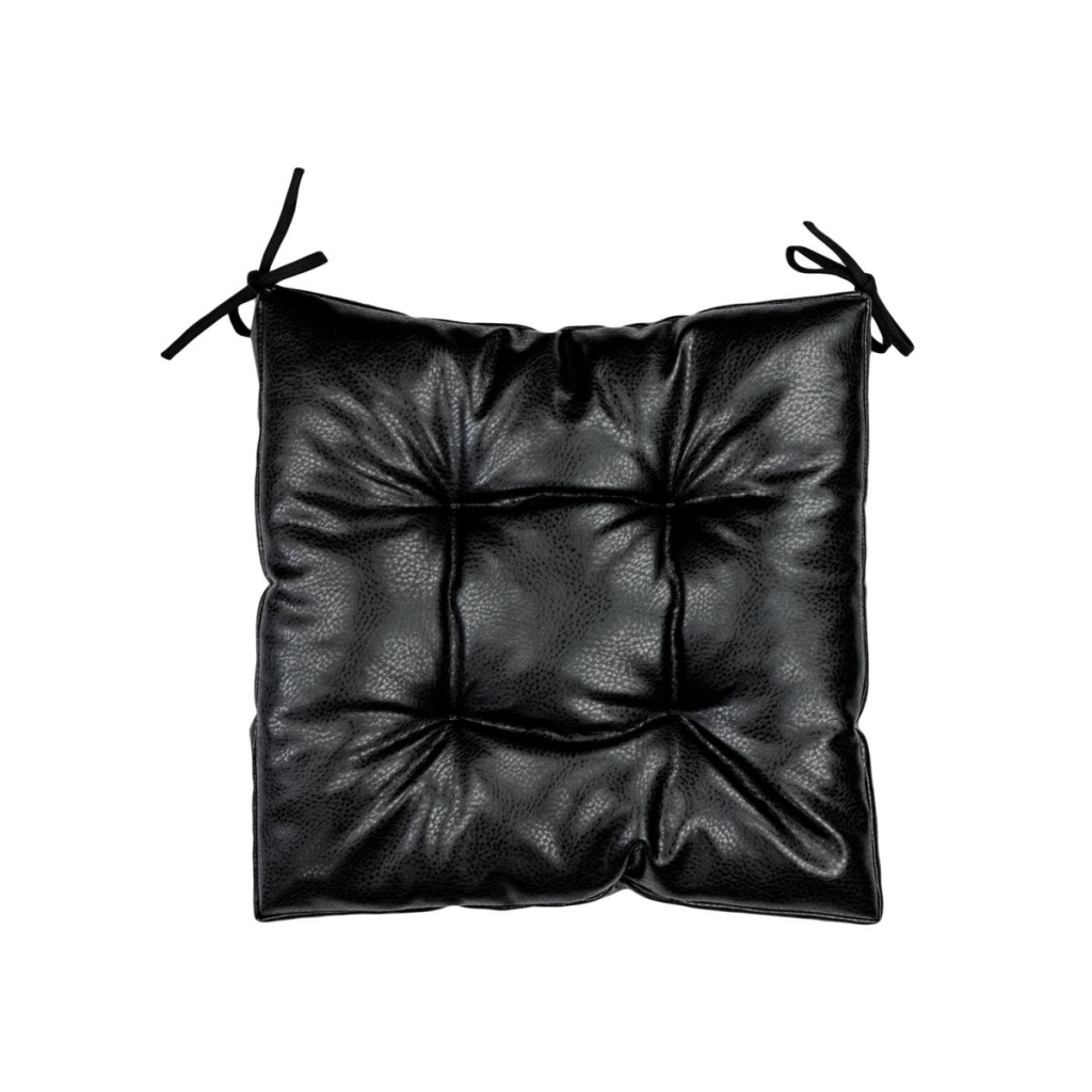 Подушка на стілець Прованс з екошкіри Чорна 40х40 (034075) - зображення 1