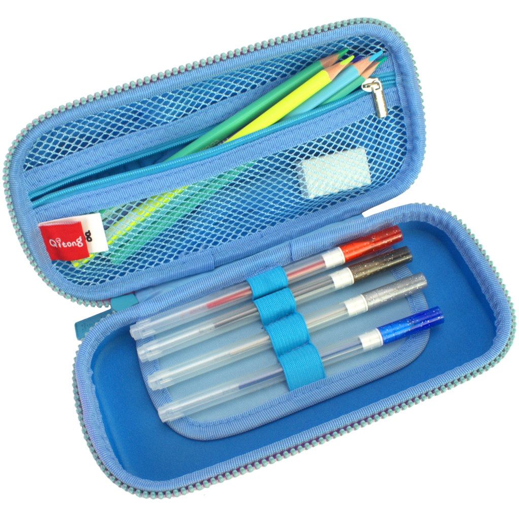 Пенал Cool For School з тисненням 1 відділення Блакитний (QT-5616-Blue) - зображення 2