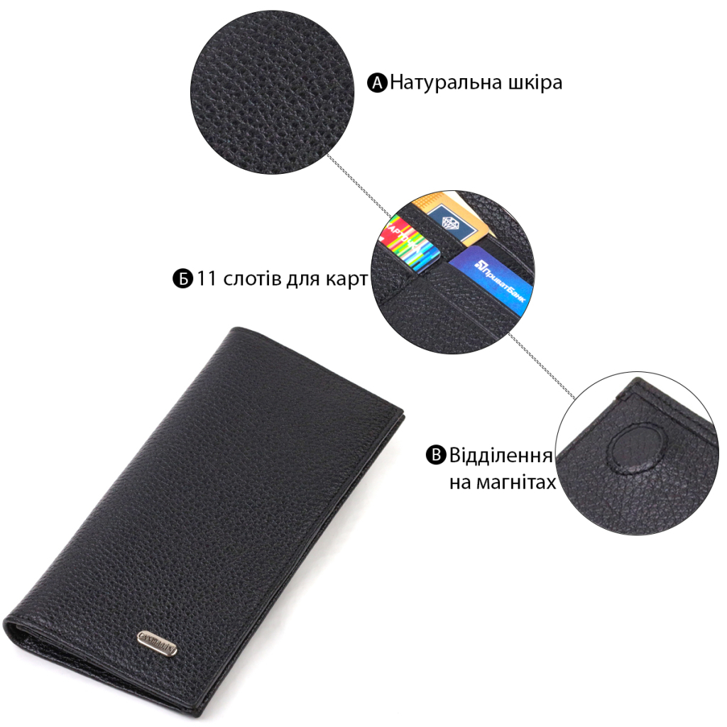 Гаманець Canpellini З натуральної шкіри Чорний (21898) - зображення 4