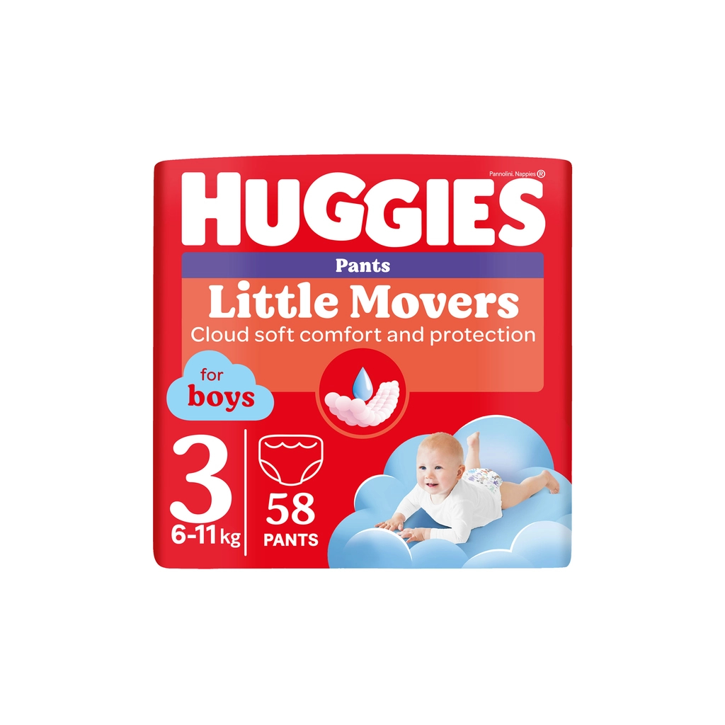 Підгузки Huggies Little Movers/Pants 3 Mega 6-11 кг для хлопчиків 58 ш (5029053547473) - зображення 1