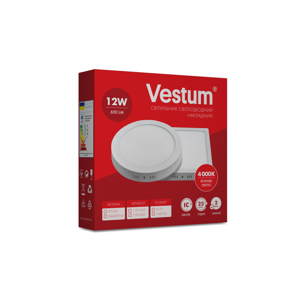 Світильник Vestum LED 12W 4000K 220V (1-VS-5302) - зображення 3