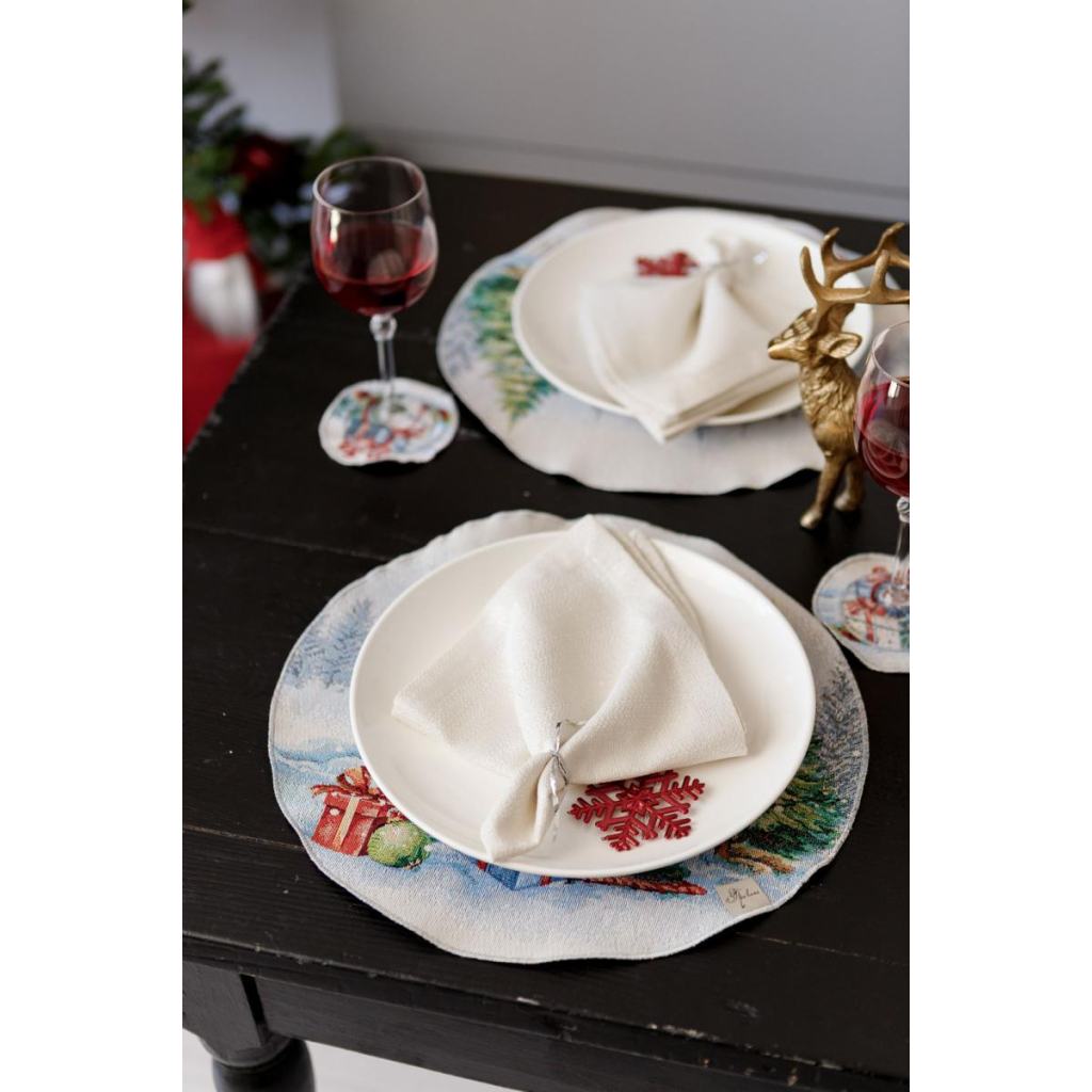 Серветка на стіл Прованс гобеленова Різдвяне багаття D 35 см (036429) - зображення 7