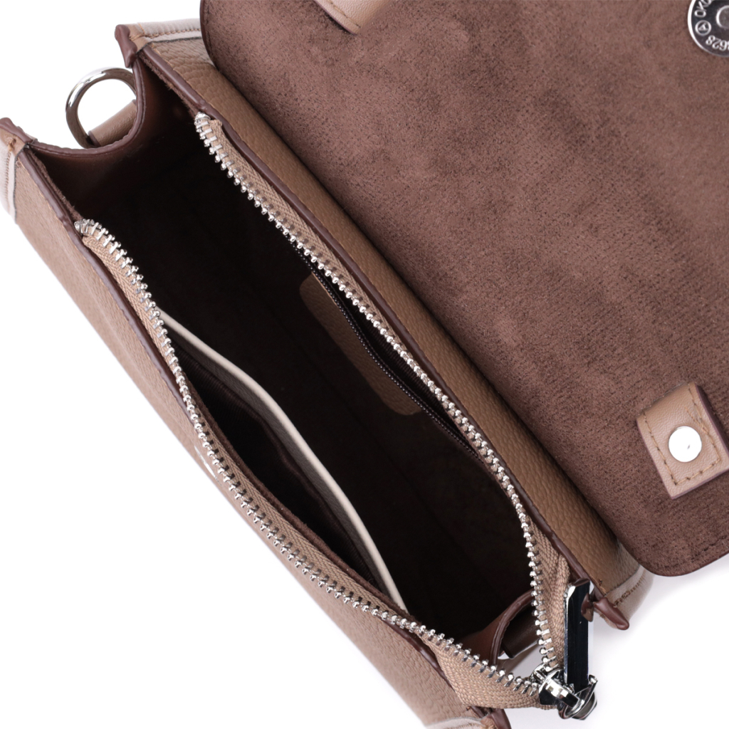 Сумка Vintage Жіноча з геометричним клапаном із натуральної шкіри Коричнева (22630) - зображення 9