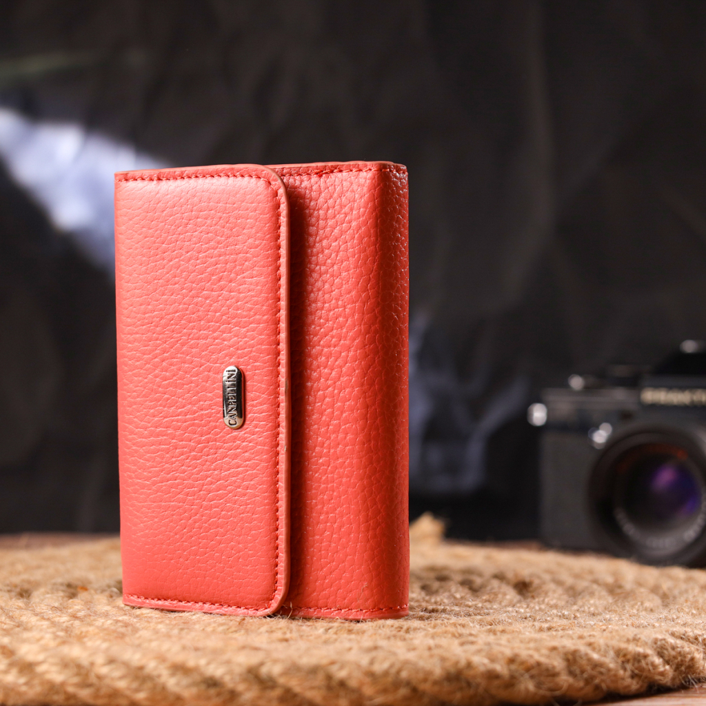 Гаманець Canpellini З натуральної шкіри флотар Кораловий (21595) - зображення 8