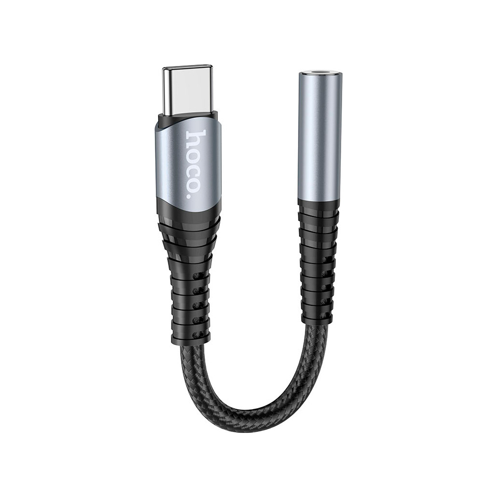 Перехідник USB-C M to 3.5mm F LS33 metal gray HOCO (6931474761163) - зображення 1