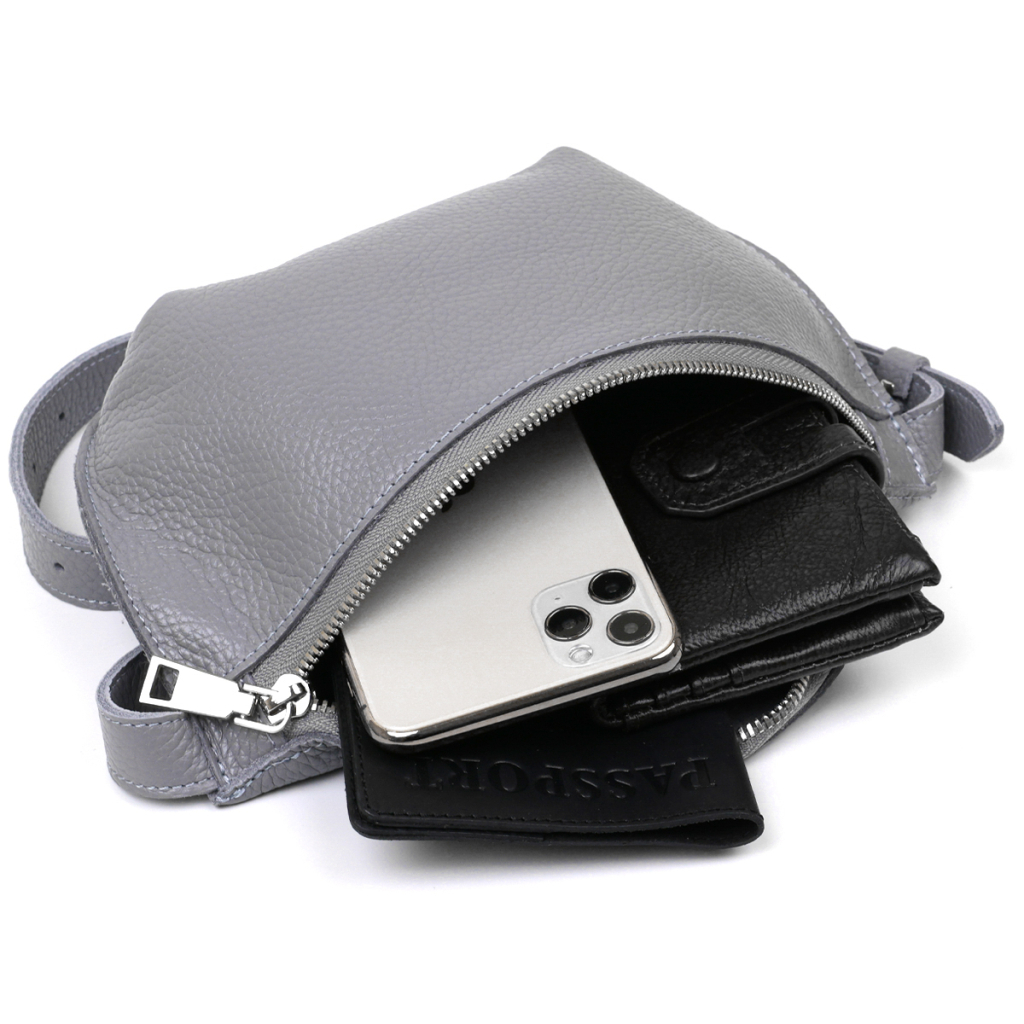 Сумка Shvigel Бананка з натуральної шкіри Сіра (16379) - зображення 5