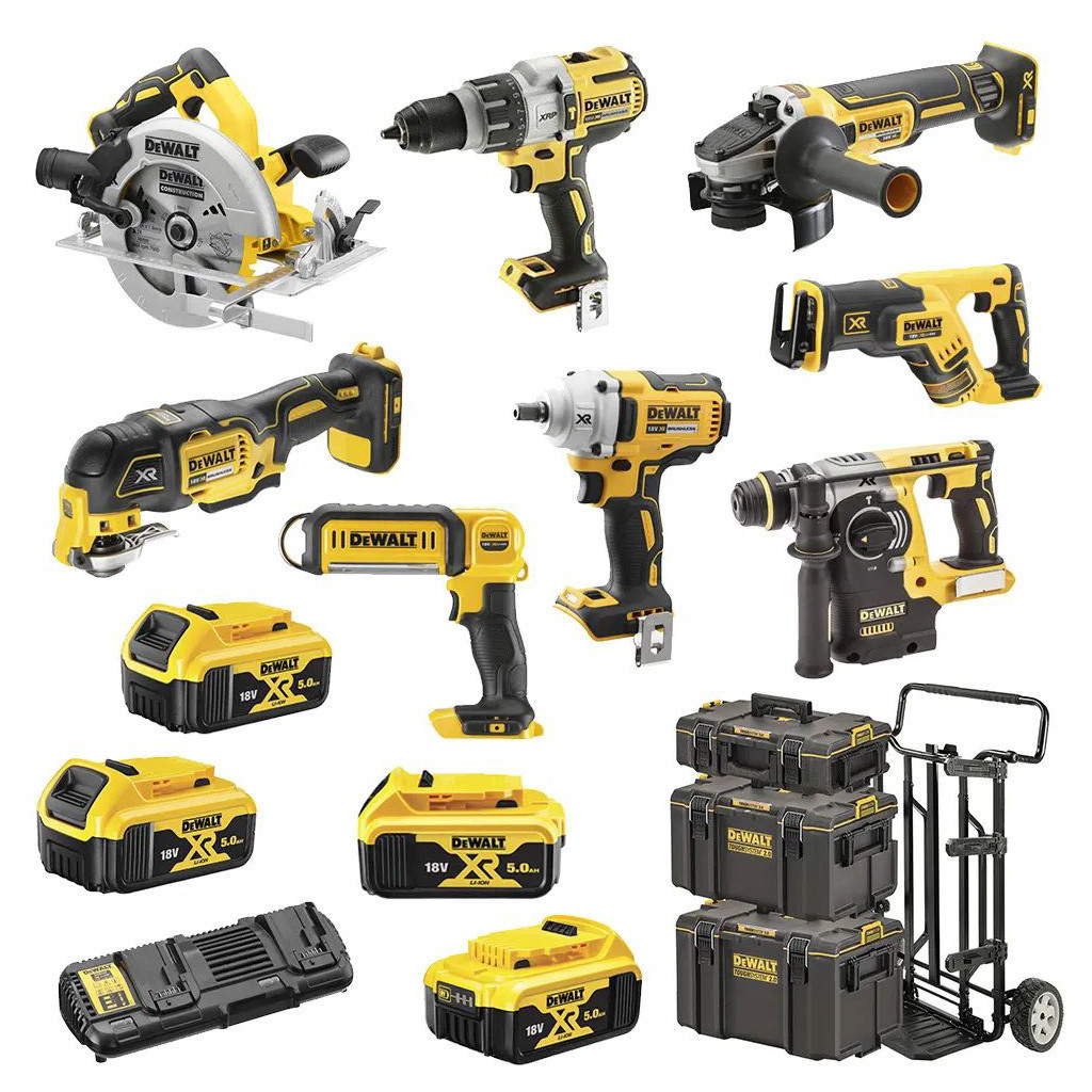 Набір електроіструментів DeWALT 8 од. 18 В XR Li-lon, вага 43.5 кг, 3 кейса, 4 АКБ та ЗП (DCK856P4) - зображення 1