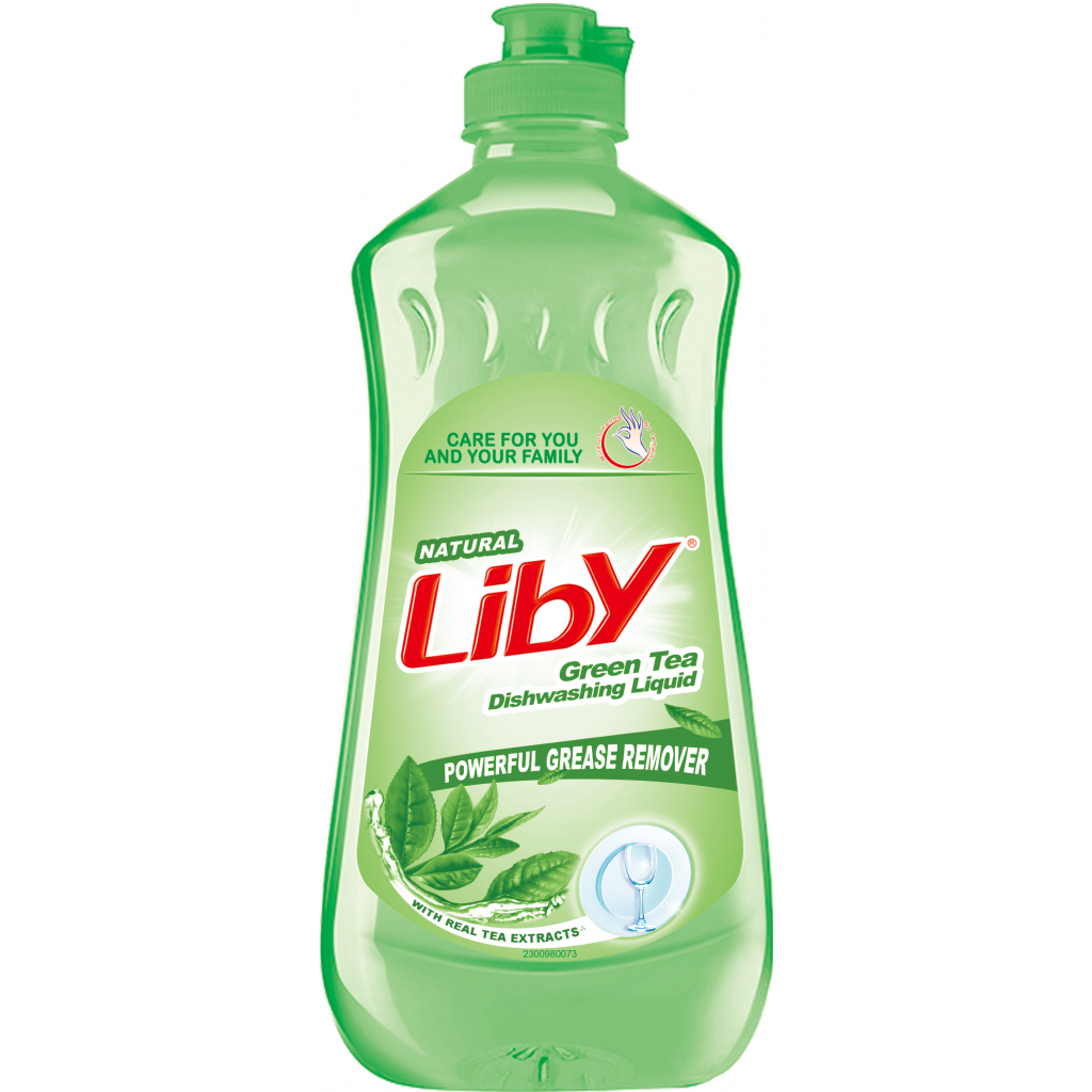 Засіб для ручного миття посуду Liby Зелений чай для миття посуду, фруктів та овочів 440 мл (6920174764093) - зображення 1