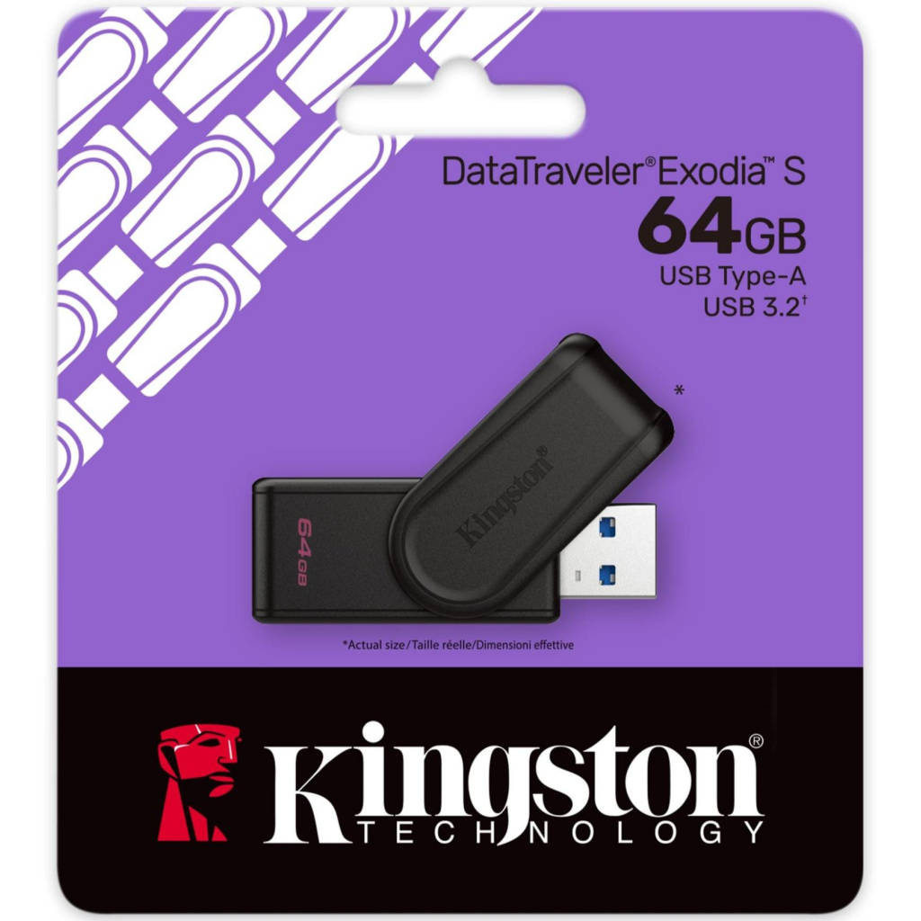 USB флеш накопичувач Kingston 64GB DataTraveler Exodia S Black USB 3.2 (DTXS/64GB) - зображення 3