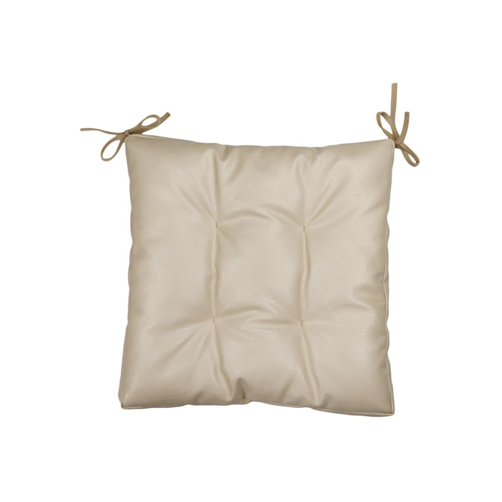 Подушка на стілець Прованс з екошкіри Кремова 40х40 (034077) - зображення 1