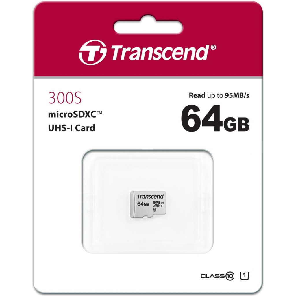 Карта пам'яті Transcend 64GB microSDXC class 10 UHS-I U1 (TS64GUSD300S) - зображення 2