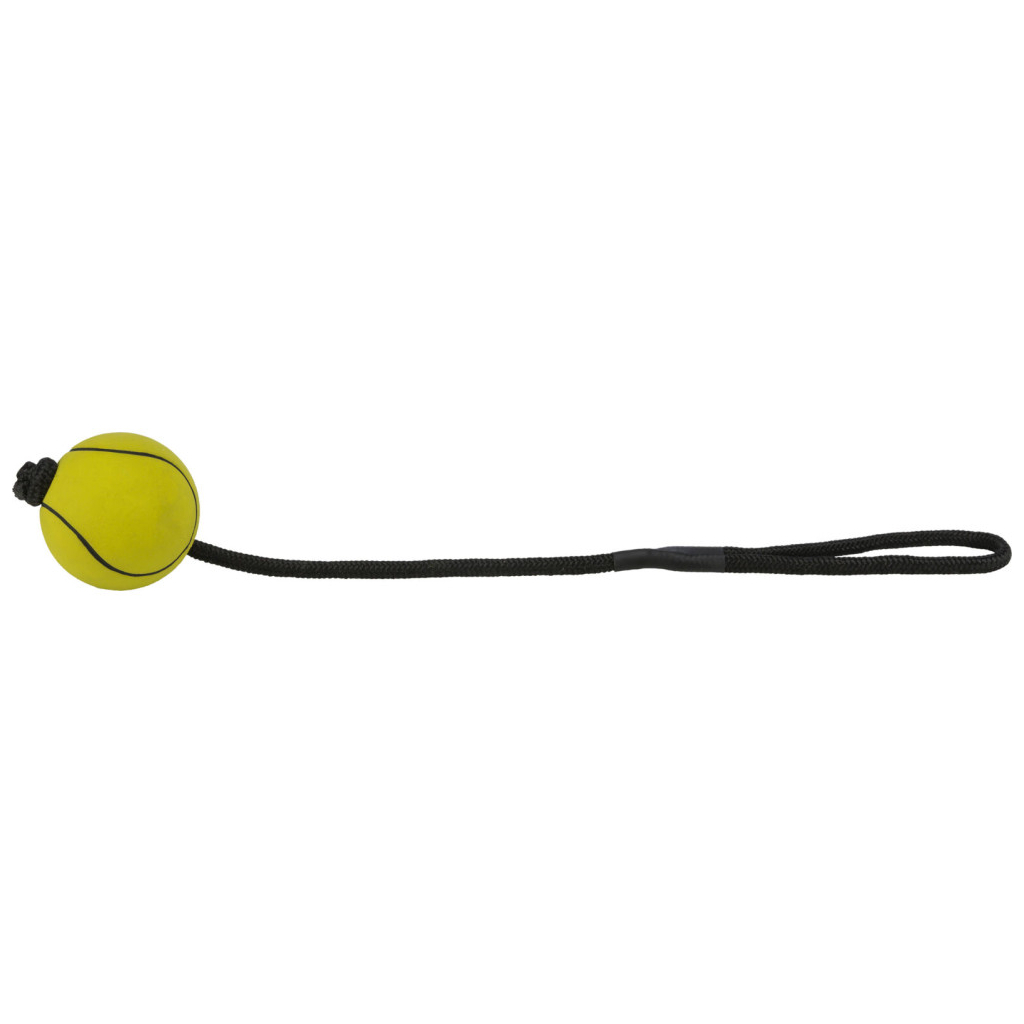 Іграшка для собак Trixie Куля з мотузкою Плаваючий Поролон 6 і 30 см (4011905345918) - изображение 1