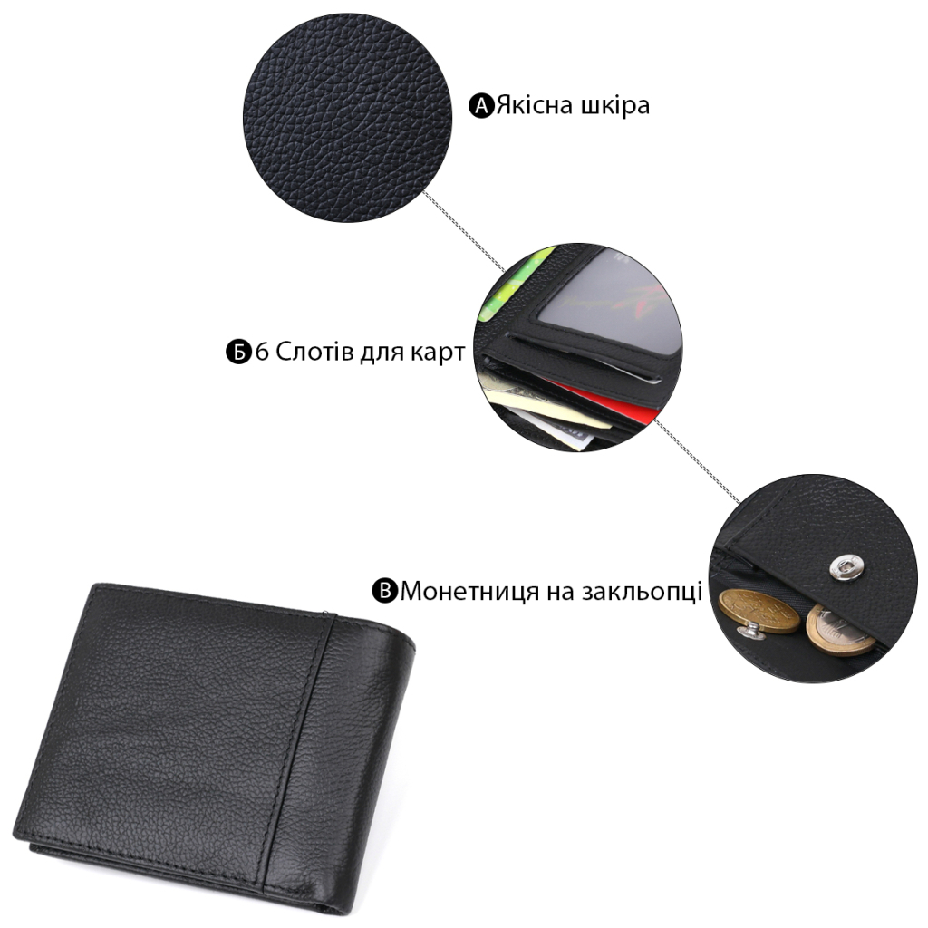 Гаманець Vintage Шкіряний Чорний (20475) - зображення 4