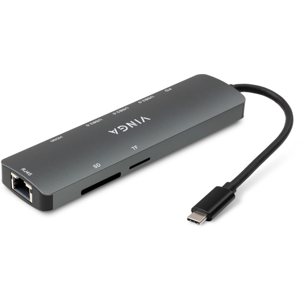 Концентратор Vinga USB-C 3.1 to HDMI+RJ45_1Gbps+3xUSB3.0+SD/TF+PD100W (VHYC8) - зображення 3