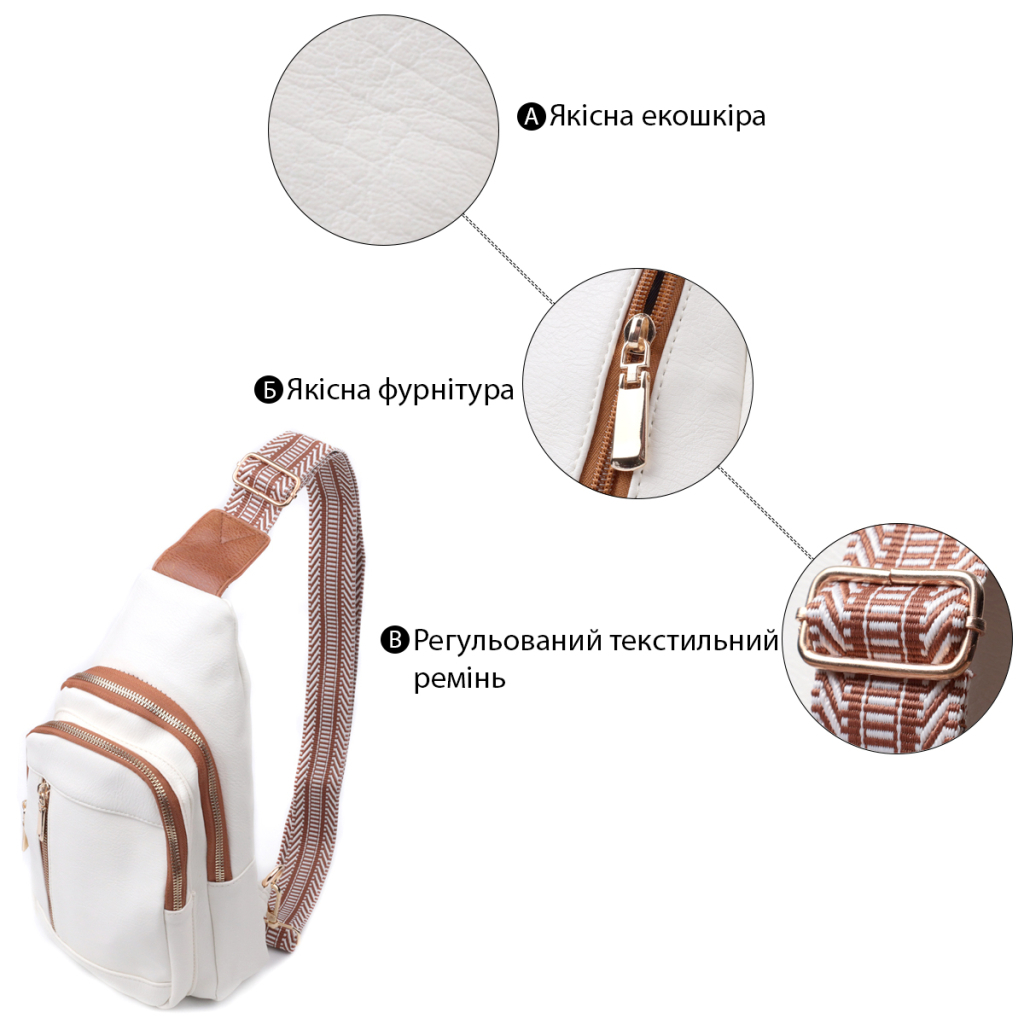 Сумка Vintage З екошкіри Біла (22746) - зображення 4