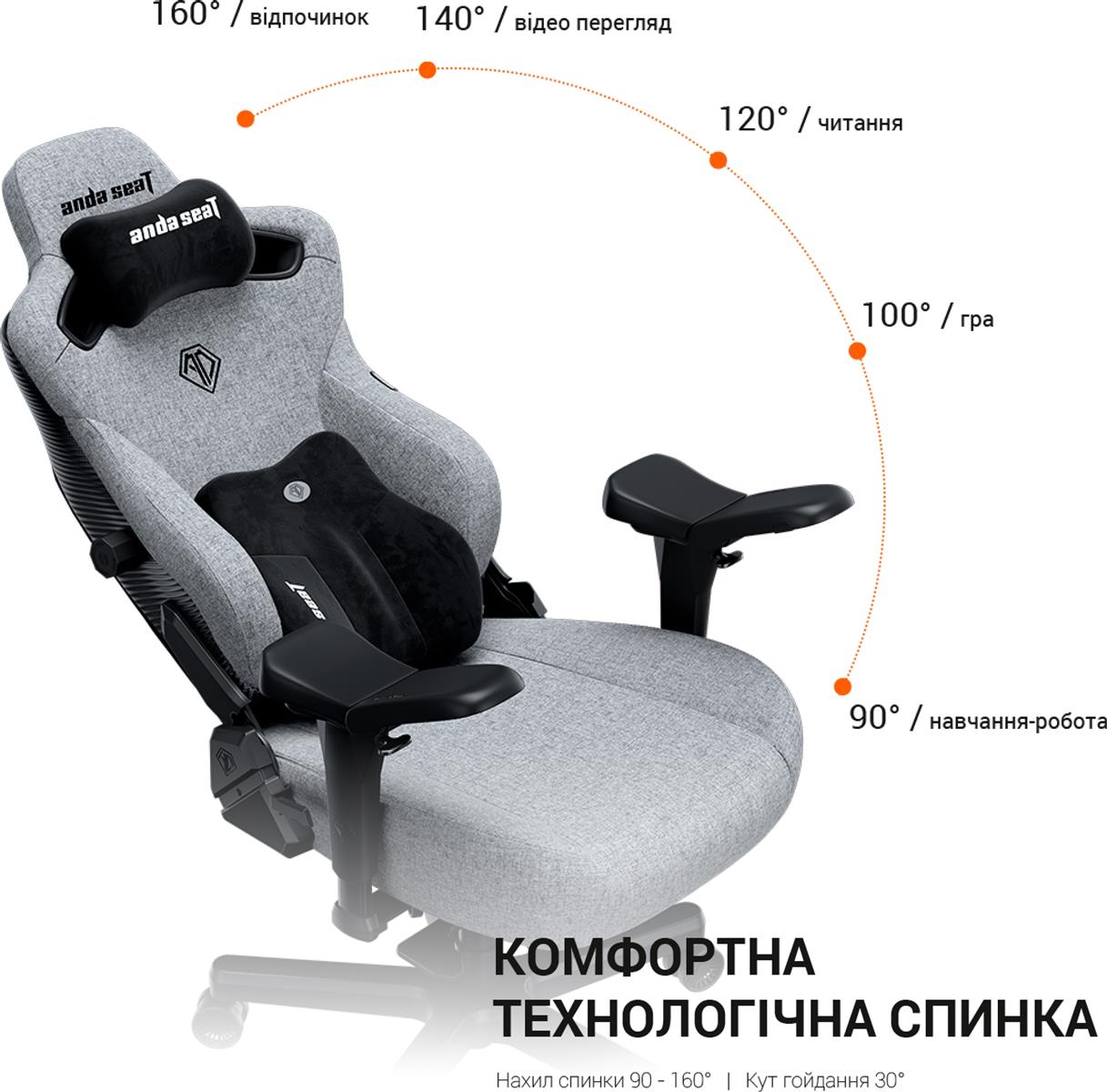 Крісло для геймерів Anda Seat Kaiser 3 Pro Size XL Fabric Black (AD12YDC-XL-01-B-CF-B02) - зображення 9