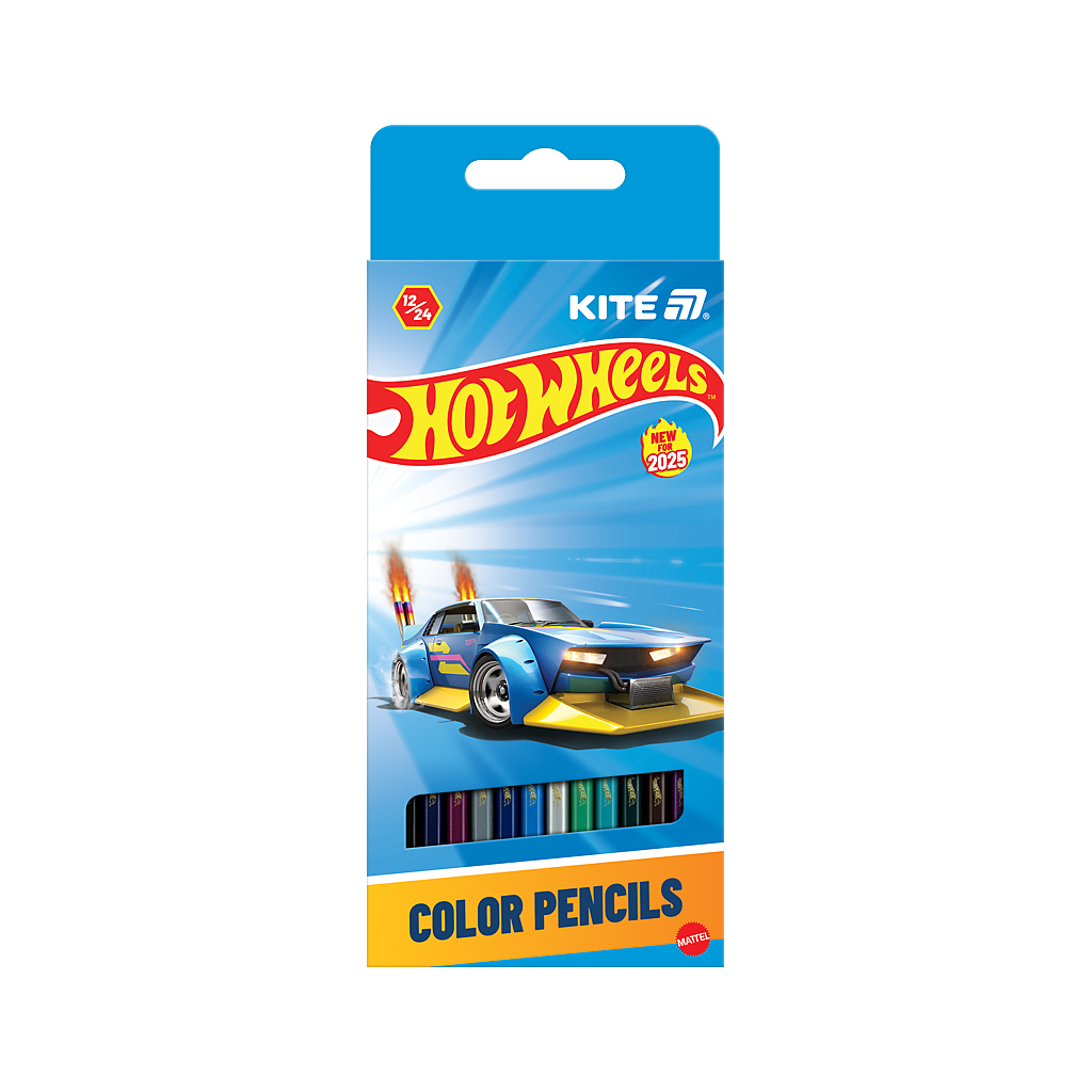 Олівці кольорові Kite Hot Wheels двосторонні, 12 шт. 24 кольори (HW25-054) - зображення 1