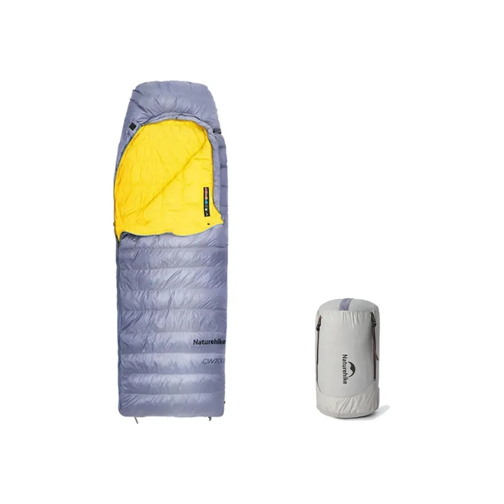 Спальний мішок Naturehike з натуральним пухом CW700 CNK2450WS048, M, жовто-сірий (6927595788127) - зображення 3