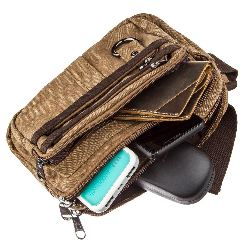 Сумка Vintage Бананка текстильна на пояс Коричнева (20160) - зображення 5