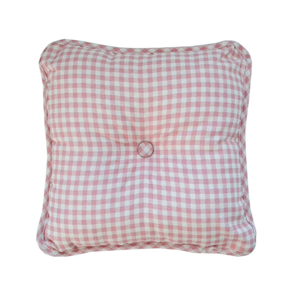 Подушка Прованс Декоративна з гудзиком Bella Рожева клiтинка 35х35 (4823093416642) - изображение 1