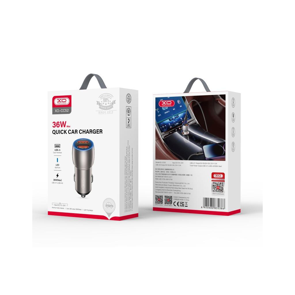 Зарядний пристрій XO 2xUSB QC3.0 36W + cable USB to Micro 5P black (СC52-M-BK) - зображення 3