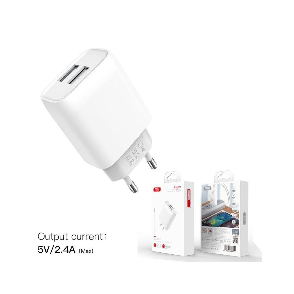Зарядний пристрій XO 2xUSB 2.4A + cable USB to Micro 5P white (L57-M-WH) - зображення 2