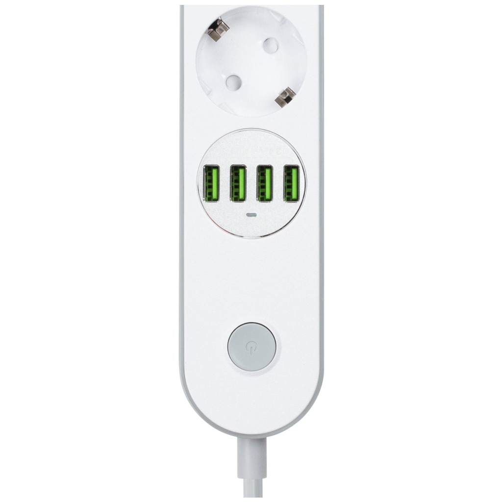 Мережевий фільтр живлення ColorWay CW-CHE44W, 4 розетки/4USB White 2M (CW-CHE44W) - зображення 6
