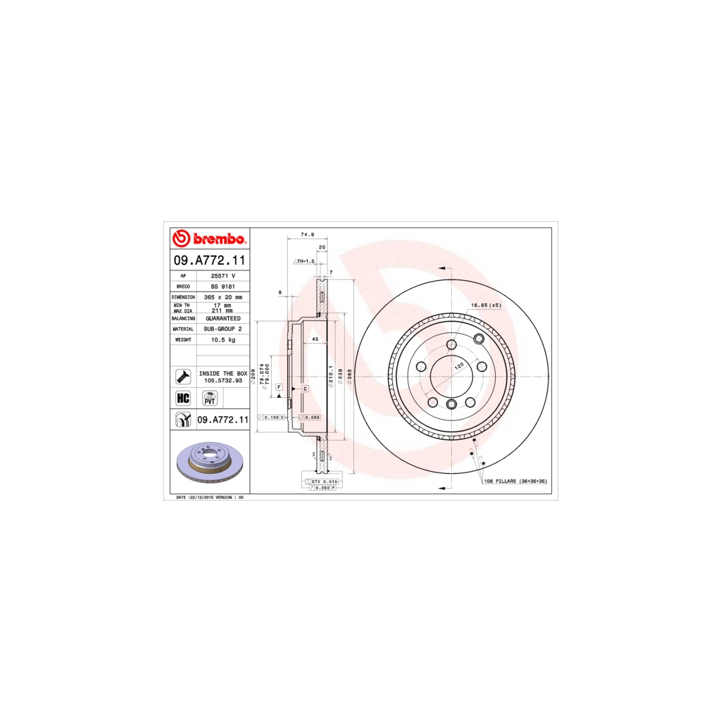 Гальмівний диск Brembo 09.A772.11 - зображення 1