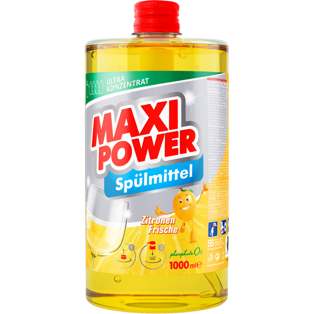 Засіб для ручного миття посуду Maxi Power Лимон запаска 1000 мл (4823098408444) - изображение 1