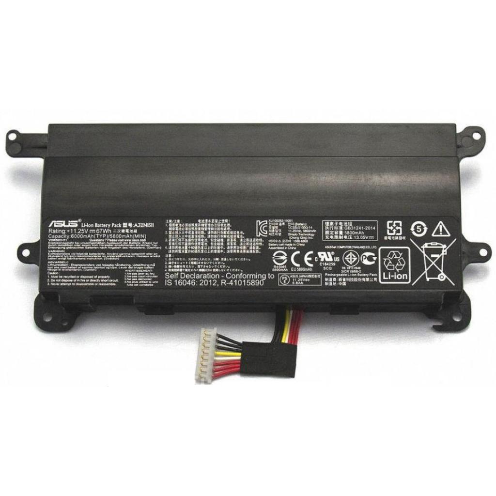 Акумулятор до ноутбука ASUS ROG G752VL A32N1511, 5800mAh (67Wh), 6cell, 11.25V, Li-ion (A47284) - зображення 1