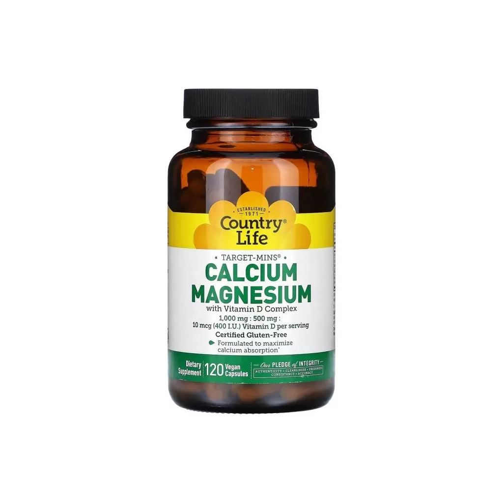 Вітамінно-мінеральний комплекс Country Life Кальцій, Магній та Вітамін D, Calcium Magnesium with Vitamin D, 120 вегет (CLF-02487) - зображення 1