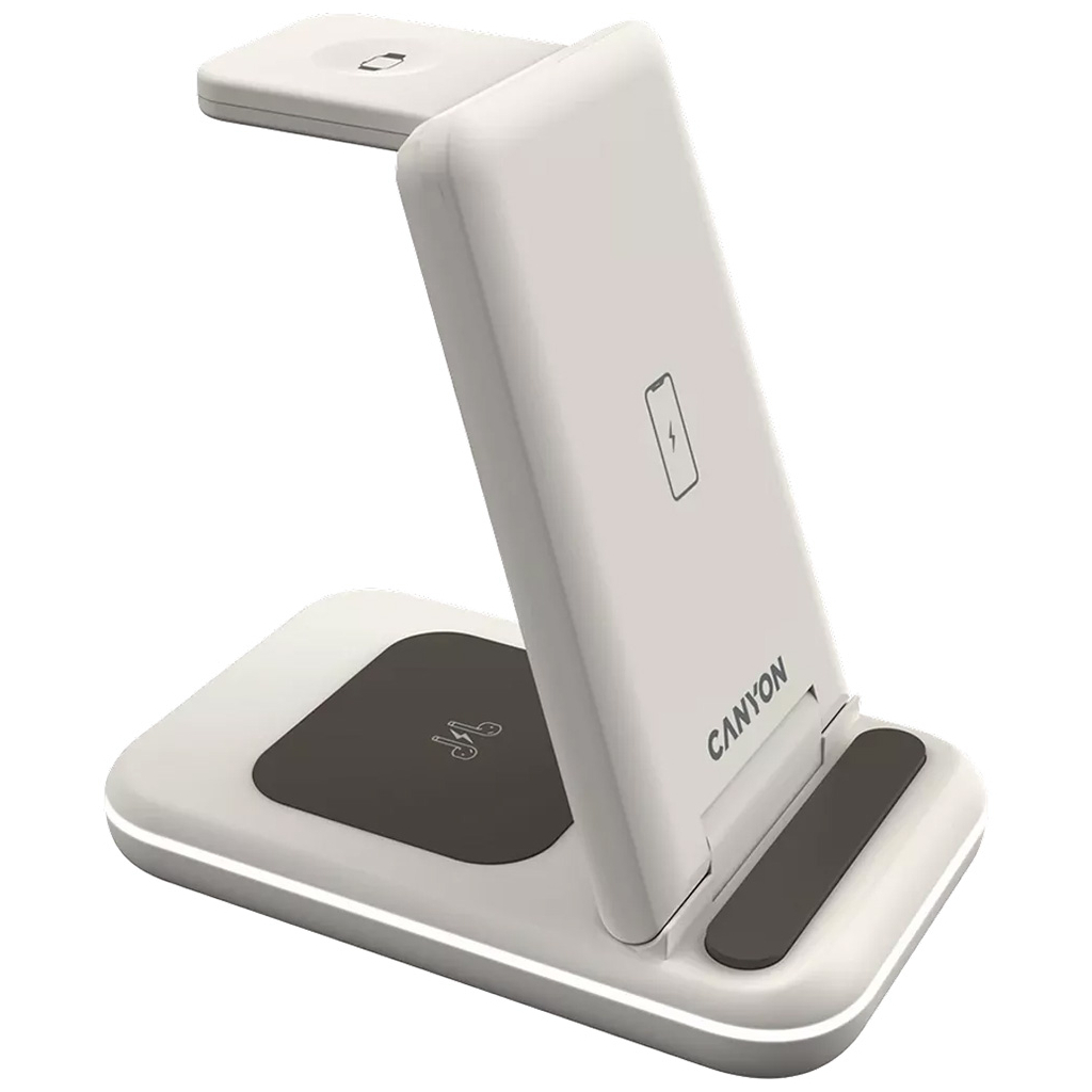 Зарядний пристрій Canyon WS-304 Foldable 3in1 Wireless charger Cosmic Latte (CNS-WCS304CL) - зображення 3