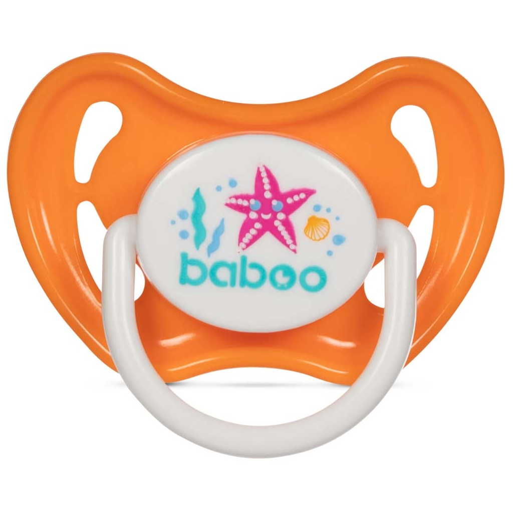 Пустушка Baboo Sea Life силіконова, 6+ міс (помаранчева) (5-028) - зображення 1