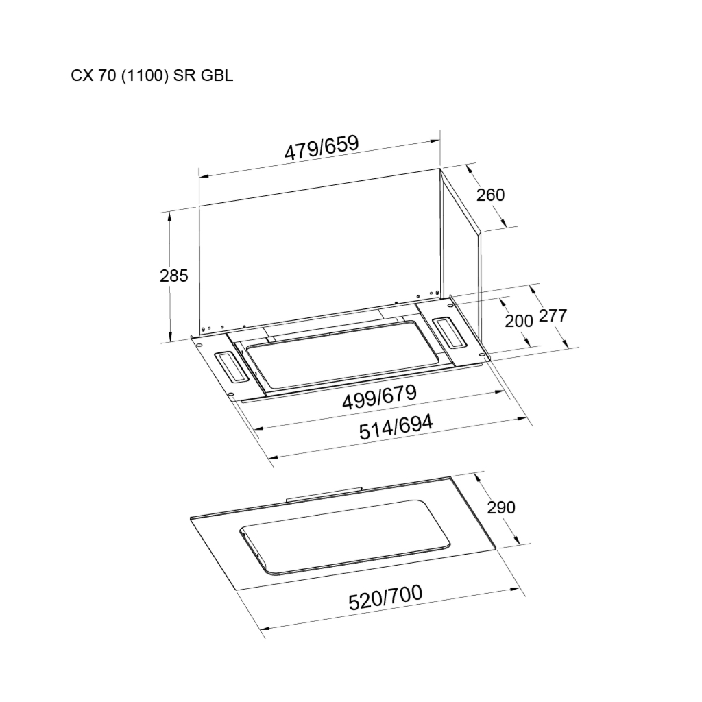 Витяжка кухонна Pyramida CX 70 (1100) SR GBL - зображення 8