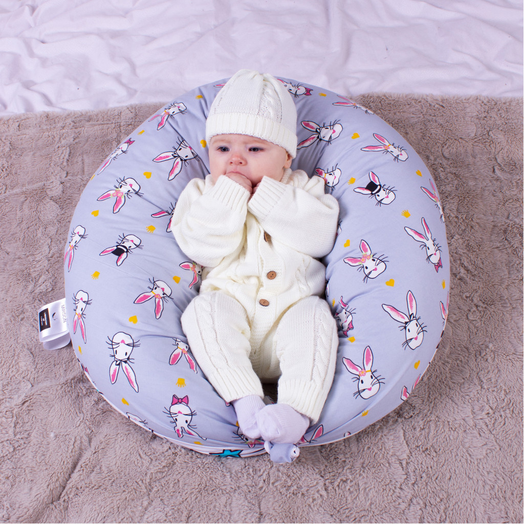 Подушка MirSon для вагітних та годування №8310 Print Line 17-0527 Bunnies Бязь 30х170х20 см (2200006200352) - изображение 1